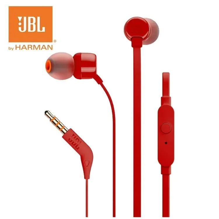 Наушники внутриканальные JBL T110 с микрофоном, 3.5мм, красный (JBLT110RED)  #1