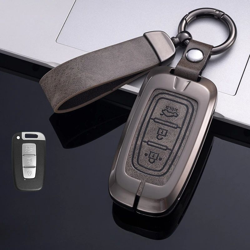 HIBEYO Custodia In Silicone TPU Per Chiave Auto KIA, Con Linee Dorate, Protezione Antigraffio, Compatibile Con K3 Rio Ceed Sportage Sorento (Solo Keyless GO), Nero