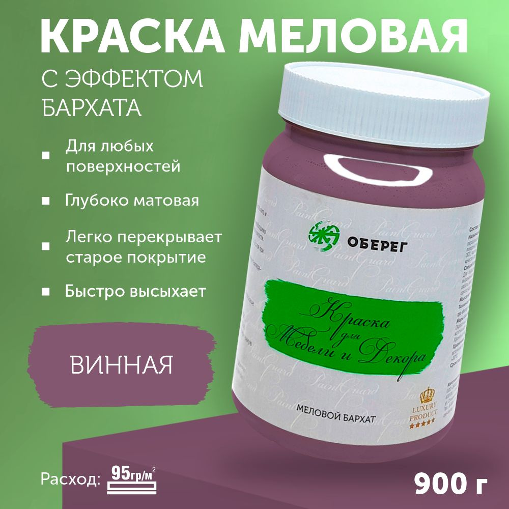 Краска Оберег меловая PaintGuard Быстросохнущая, Акриловая, Матовое  покрытие, бордовый - купить в интернет-магазине OZON по выгодной цене  (878929715)