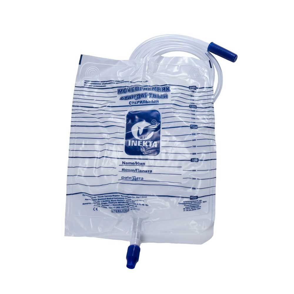 Мочеприемник прикроватный 2000 мл, 50 шт, стандартный стерильный ...