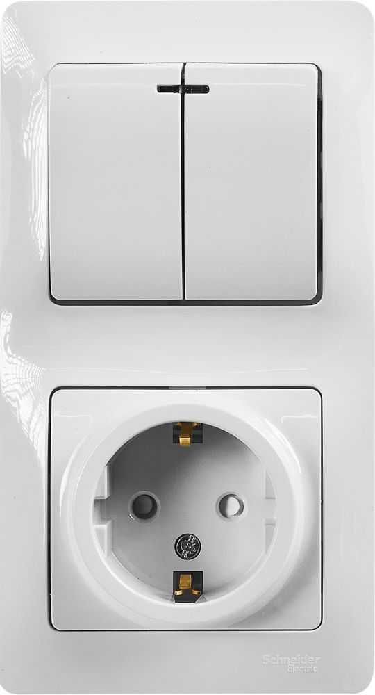 Блок выключатель с розеткой встраиваемый Schneider Electric Glossa 2 ...