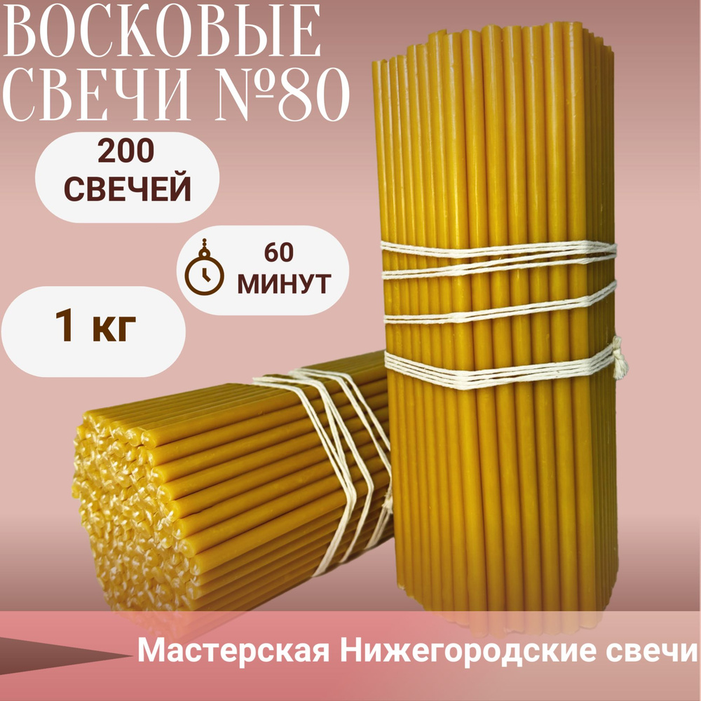 Свечи восковые церковные № 80 200 шт, 20% воска купить c доставкой на ...