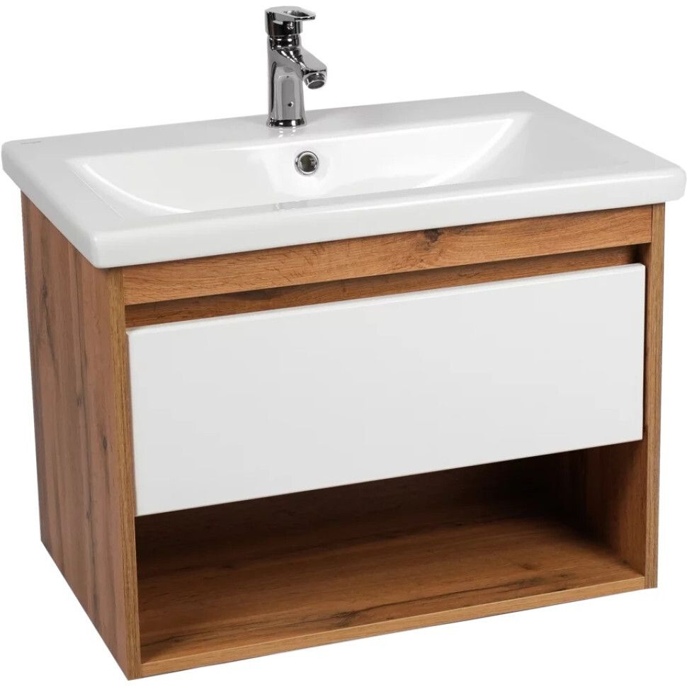 Тумба Viant Бостон 50 дуб вотан/белый 1 ящ. (под раковину COMO 50 ...