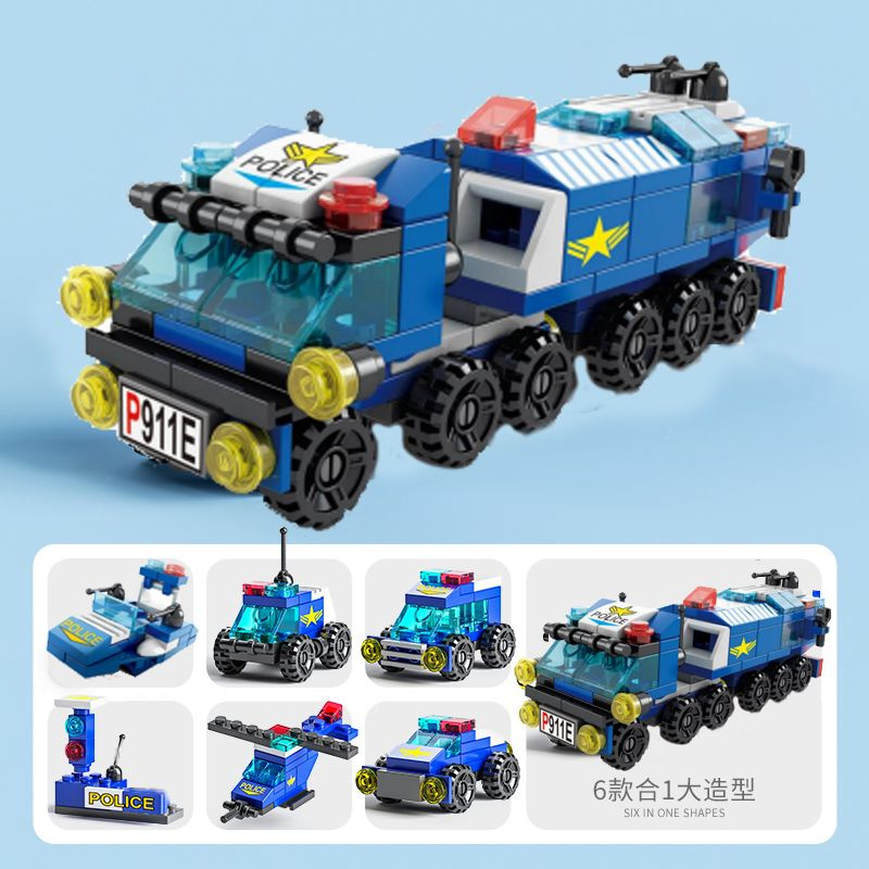 Конструктор для детей 6in1 полицейский грузовик инженерный кран ...