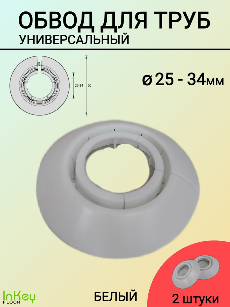 Обвод для труб 25-34мм Белый 2шт декоративная накладка, 801 - купить по ...
