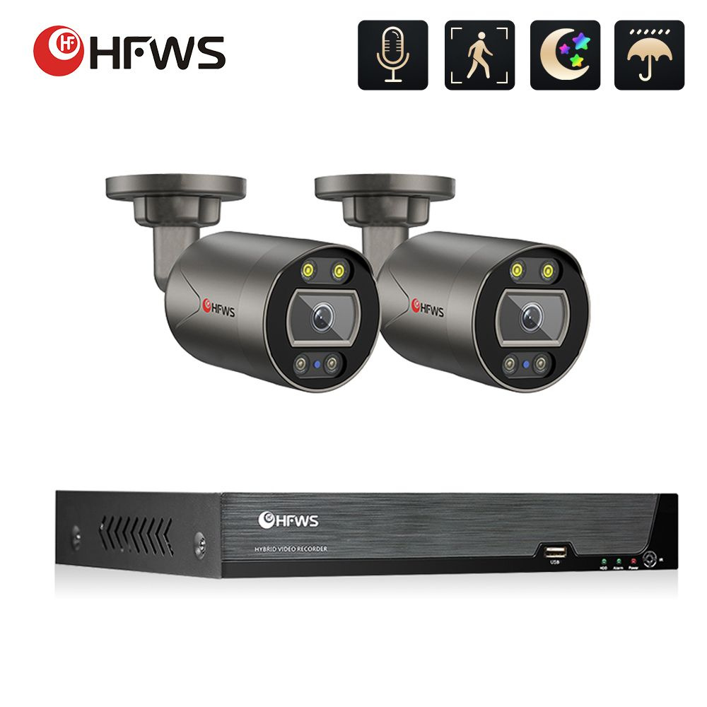 Готовый комплект видеонаблюдения уличная,HFWVISION 4K POE 8 портов,на 2 ...