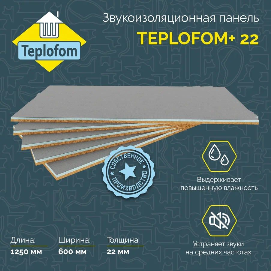 Звукоизоляция для стен TEPLOFOM+22 1250х600х22 мм #1