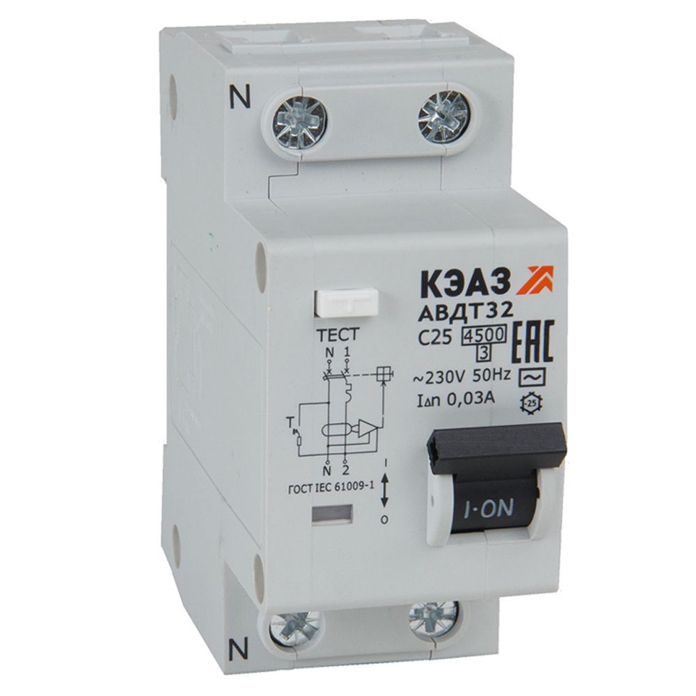 Автоматические выключатели дифференциального тока (АВДТ32) 2П, 25А, 30 ...