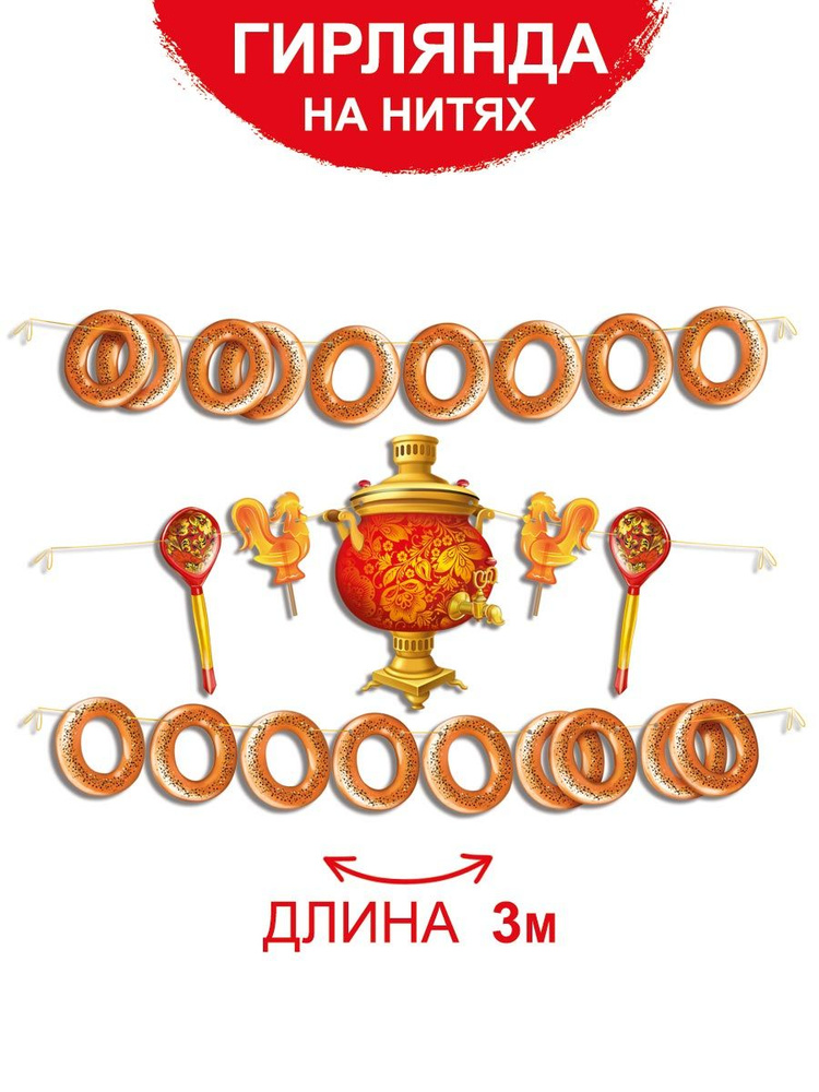 Гирлянда растяжка на масленицу, украшение школы на праздник #1
