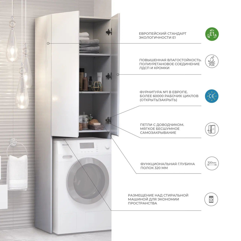 Шкаф напольный Olevaro Modul 640 под стиральную машину, белый - купить ...