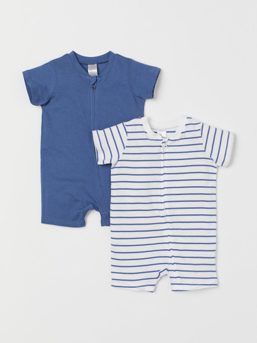 Комбинезон для мальчика H&M, цвет: синий, белый, 2 шт.845189001. Размер ...