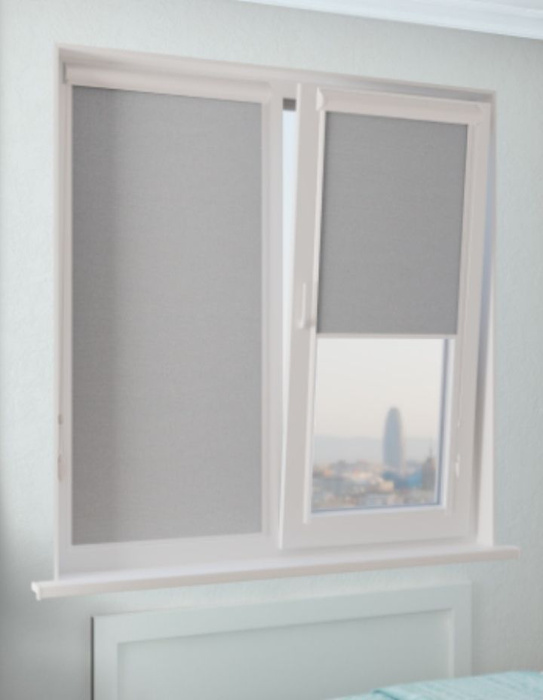 Рулонные шторы Кассетные UNI 2, Плэйн блэкаут серый , размер 43х120 см ...