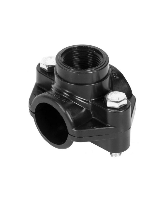 Хомут седельный ПНД (врезка в трубу) (седелка) 40 х 3/4\" (2 болта ...