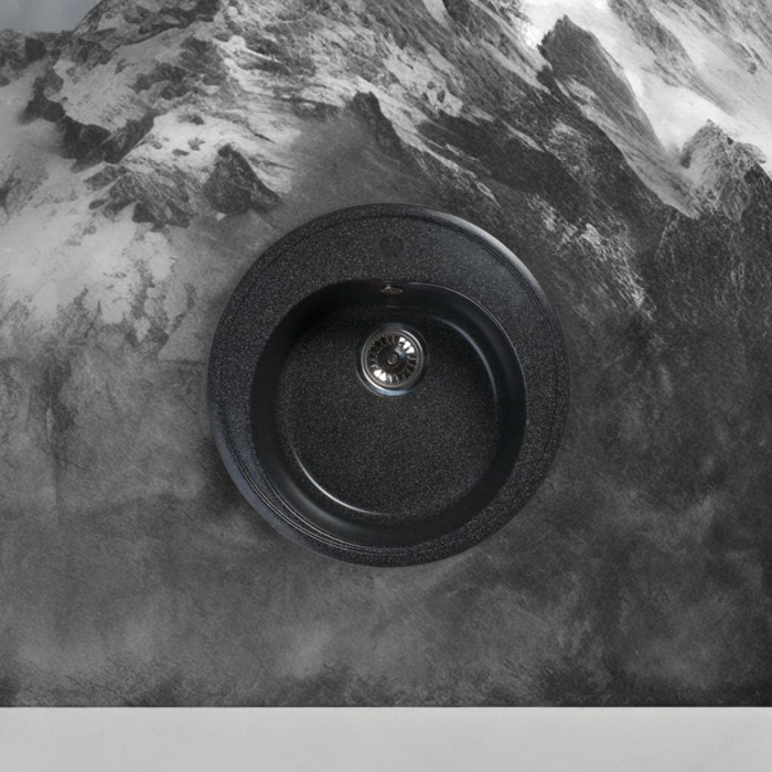 Мойка / раковина кухонная из мрамора, врезная с сифоном в комплекте, 16 ...