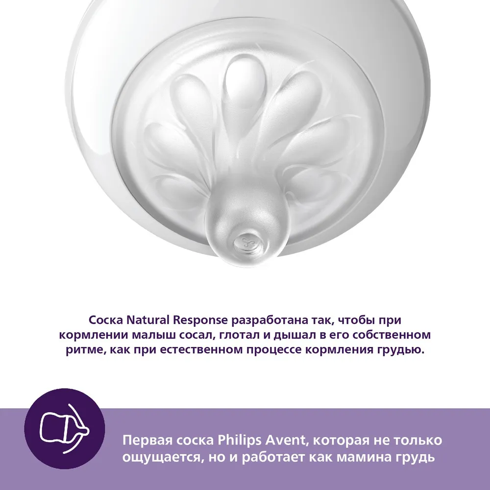 Philips Avent Соска Natural Response, 6 мес.+, 2 шт., поток 6/6,  арт.SCY966/02 купить в интернет-магазине e-baby.by