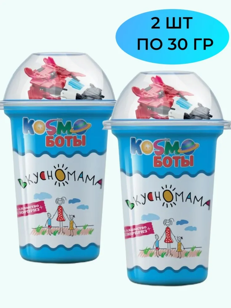 Шарики кукурузные "Космоботы-сюрприз" с игрушкой,(Вкусномама),2 шт по 30 гр, 2 шт, 30 г