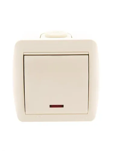 Lezard Nata Крем Выключатель 1-клавишный с подсветкой открытая установка (875610) 710-0300-111 - 1 ш