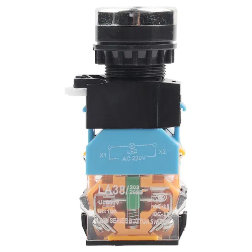 Кнопка выключатель 22мм, Моментальный переключатель с зеленой подсветкой, Для пускателей и реле, Уст