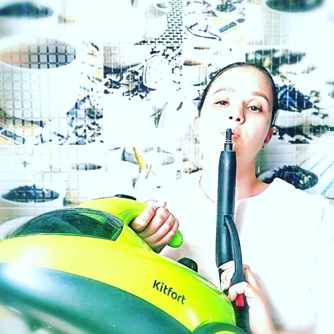 Пароочиститель Kitfort КТ-908, черный, зеленый, 1500 Вт, Вертикальное ...