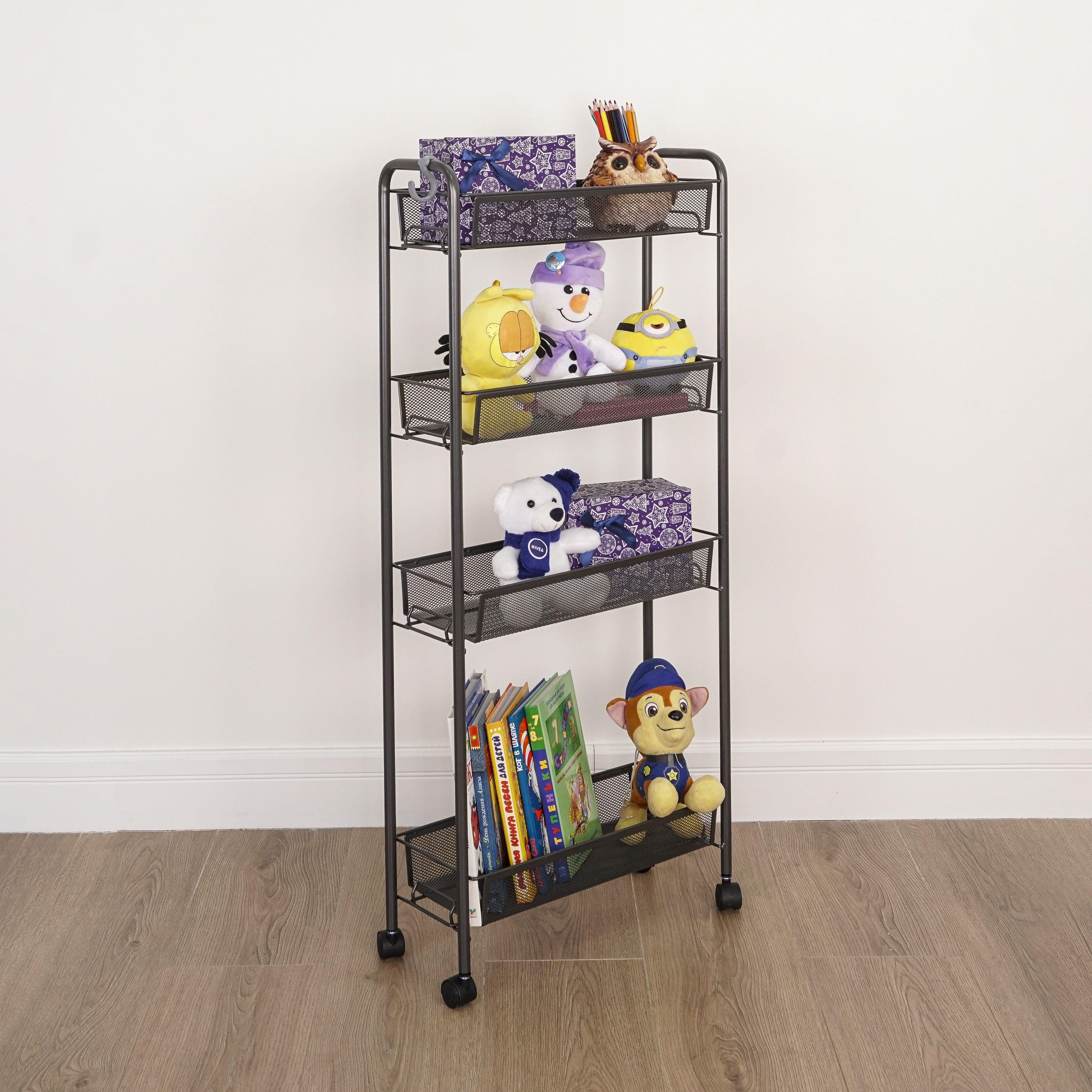 Этажерка ЗМИ Ладья 14К для кухни на колесиках металлическая узкая ...