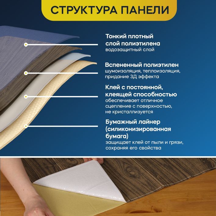 Самоклеящиеся панели для стен Grace "Ясень натуральный" 700х700 мм, 5 ...