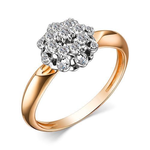 АЛЬКОР Кольцо золотое женское 585 пробы с 17 бриллиантами - купить с ...