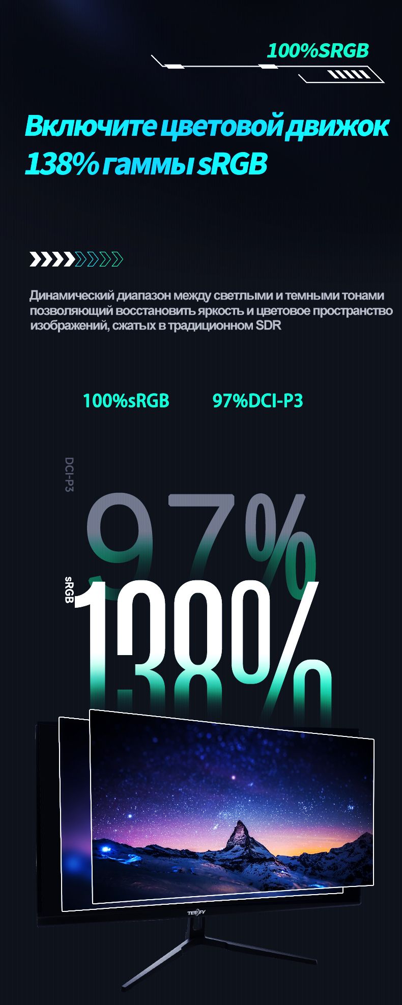 Монитор Teefy 144 гц 4к оригинальная FAST IPS панель игровой(PS5 ...