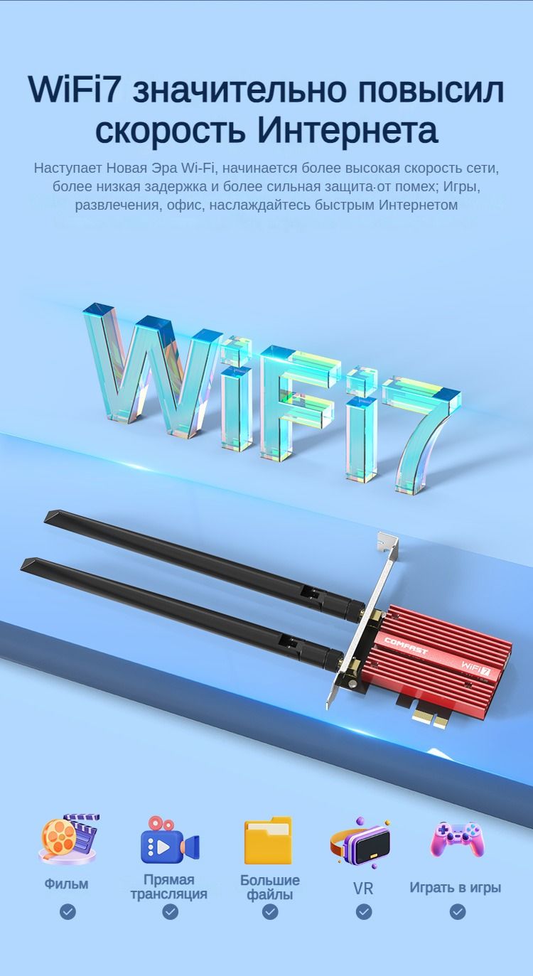 COMFAST Wi-Fi-адаптер Сетевой адаптер Wifi 7 адаптеры для пк Intel ...