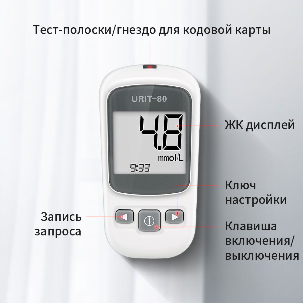 Глюкометр Контур Плюс (URIT) с покалывателем + тест-полоски Контур Плюс ...