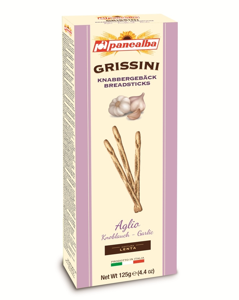 Хлебные палочки Panealba Гриссини со вкусом ЧЕСНОКА 125г (Италия)  #1