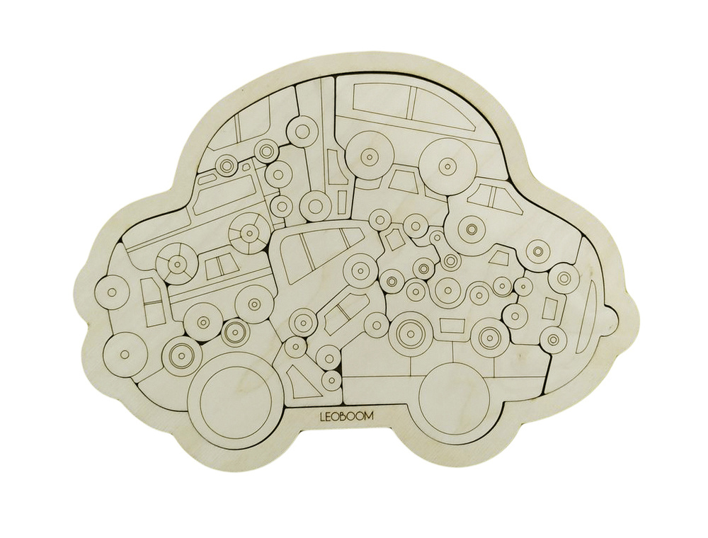 Деревянный пазл LEOBOOM "Раскраска Автопарк", 19 элементов - купить с ...