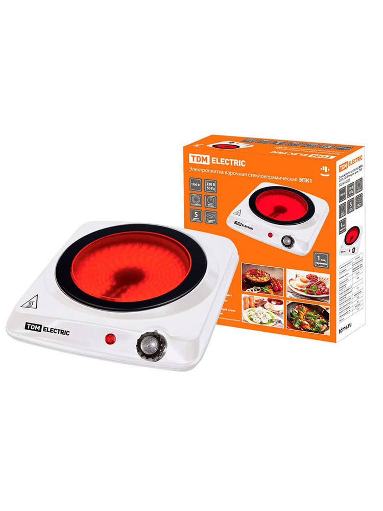 Электроплитка одноконфорочная TDM ELECTRIC, 230 В, 1,2 кВт, керам. диск #1