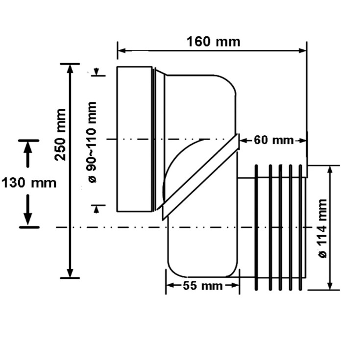 Эксцентрик фановый McAlpine D110 мм смещение 130мм, с манжетой (соединение) труба для канализации белое #1