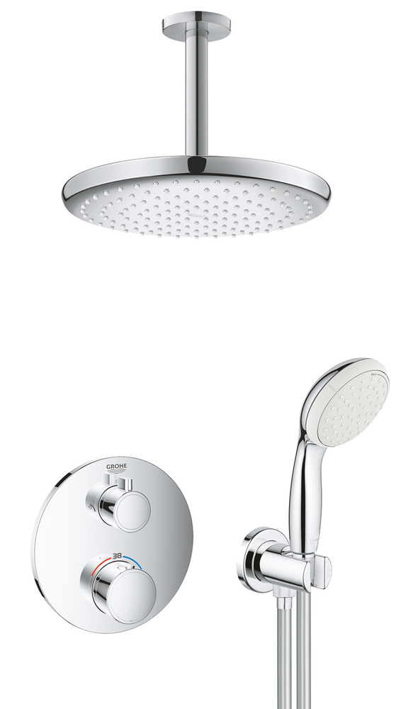 Душевая система с потолочным тропическим душем Grohe Grohtherm Tempesta ...