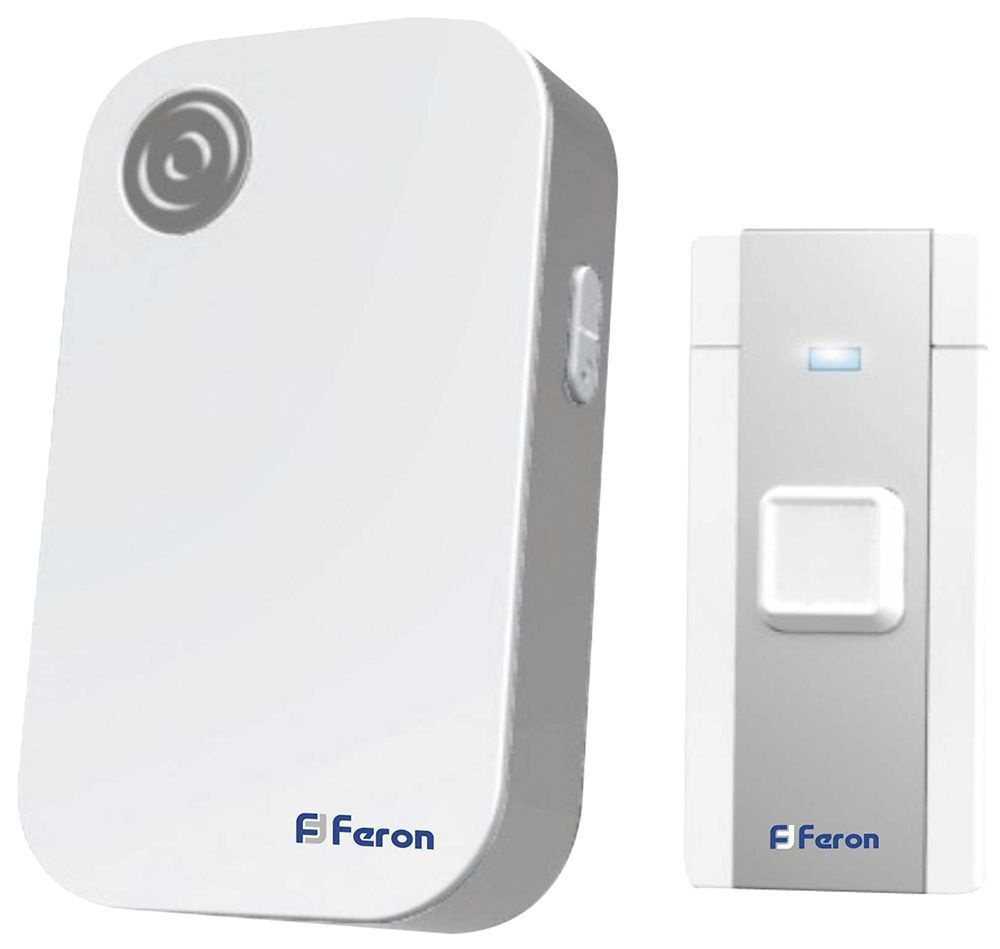 Звонок дверной беспроводной Feron E-372 Электрический 36 мелодий белый серый с питанием от батареек 1 #1