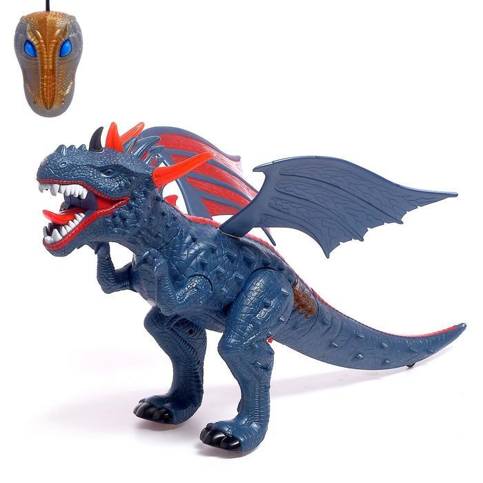 Динозавр радиоуправляемый "Дракон", дышит паром, световые и звуковые эффекты, работает от батареек  #1