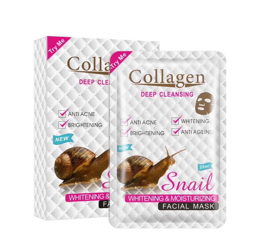 Disaar Маска для лица Collagen Snail , восстановление, питание с муцином улитки, 10 шт  #1