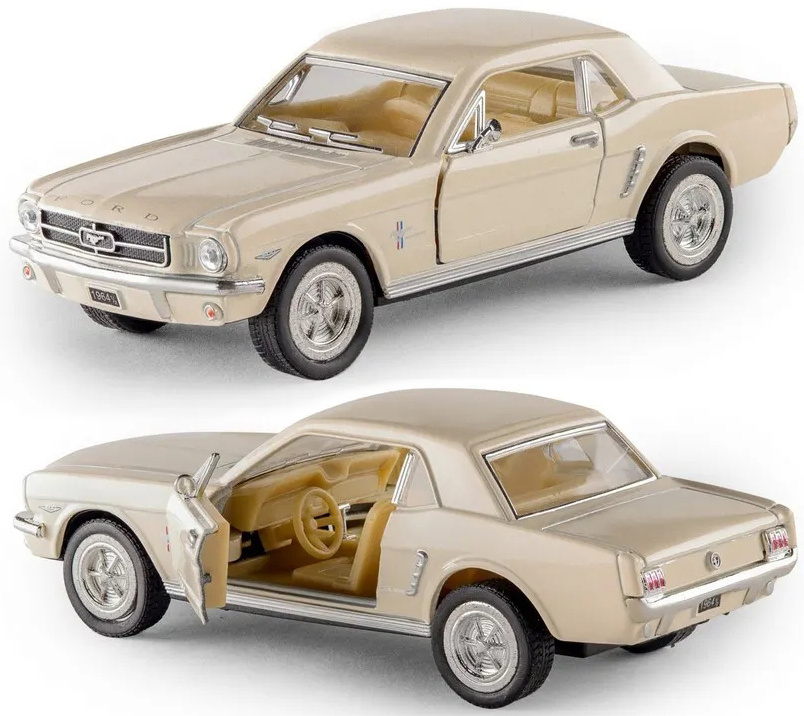 Машинка металлическая Kinsmart 1:36 Ford Mustang 5351DKT инерционная, двери открываются / Светло-бежевый #1