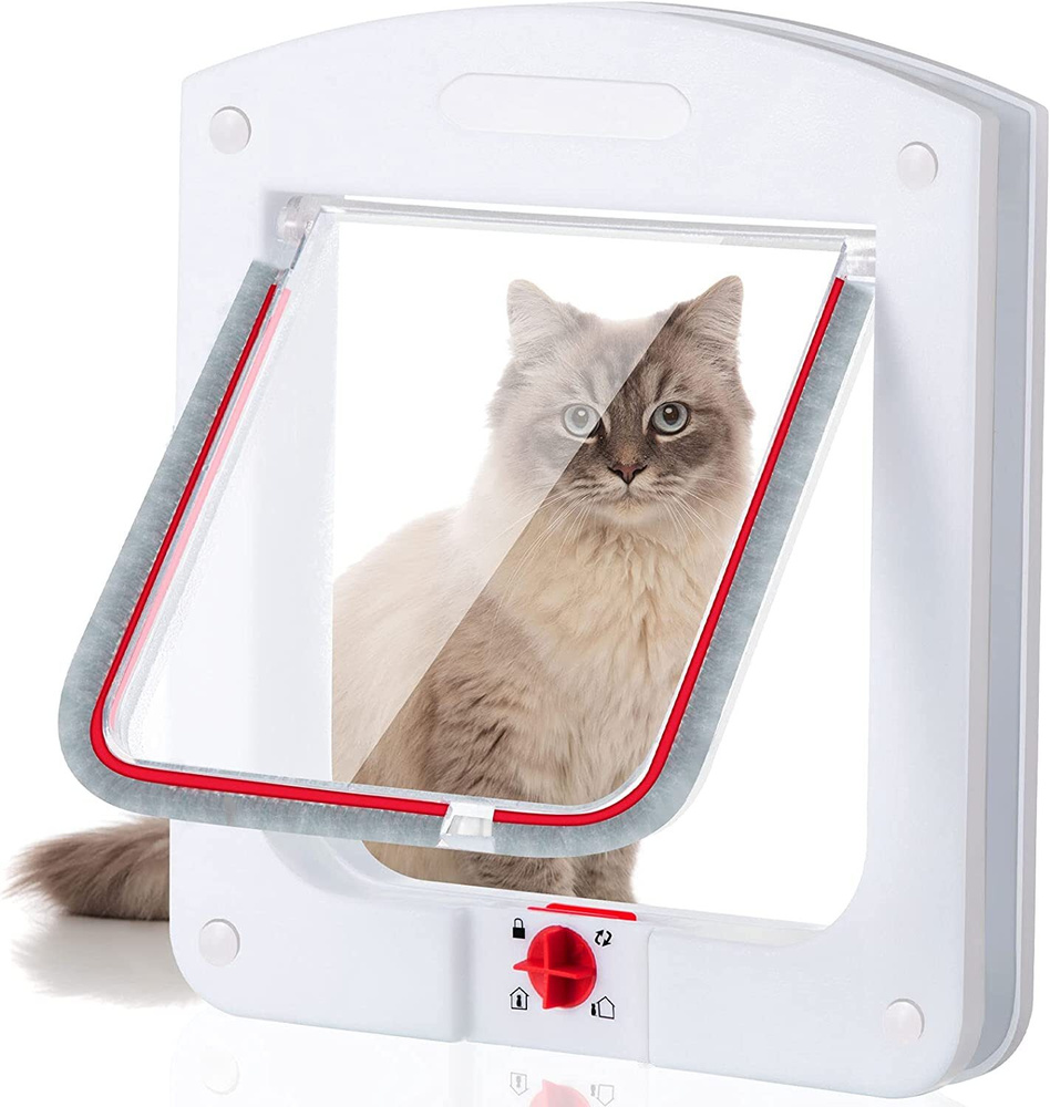 Дверь для кошек/ Котолаз для кошек, размер люка 15Х14,7/4-х режимный замок/  Цвет: Белый - купить с доставкой по выгодным ценам в интернет-магазине OZON  (344330132)