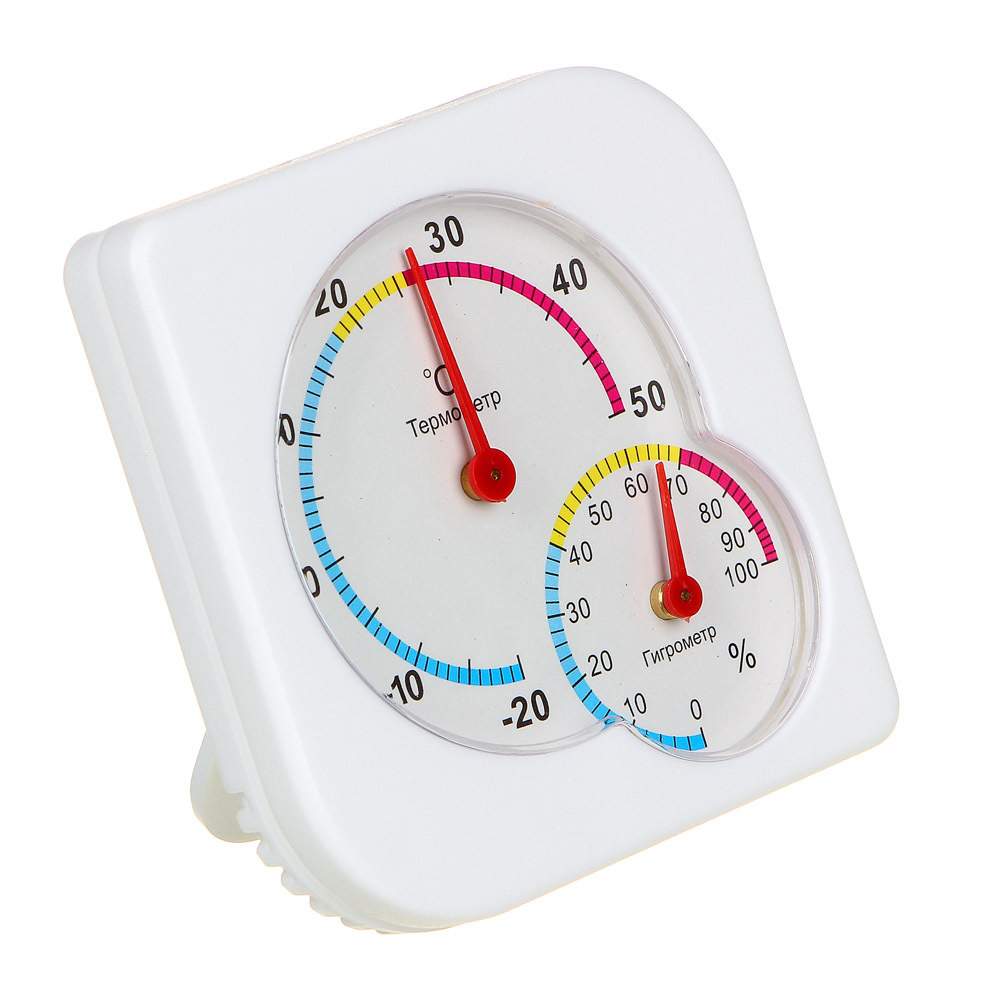 INBLOOM Термометр мини, измерение влажности воздуха, квадратный, пластик, блистер, белый (473-052)  #1