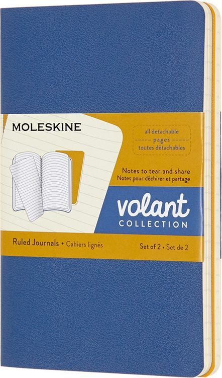 Блокнот в линейку Moleskine Volant, А6, клеевой, 40 л, 2 шт, синий, желтый  #1