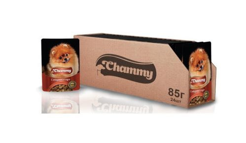 Корм консервированный"Chammy" для собак говядина в соусе, 85гр.(24 шт)  #1