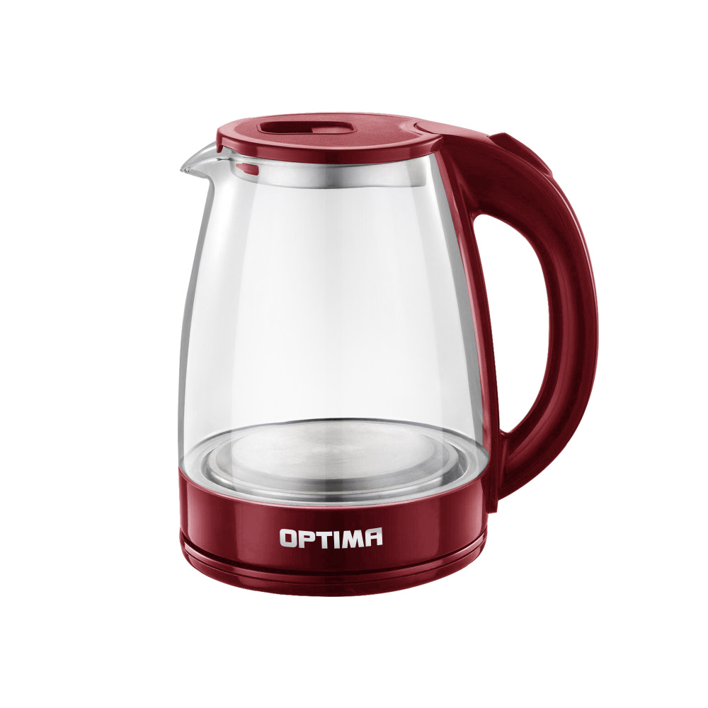 Чайник электрический стеклянный с подсветкой OPTIMA EK-1832G Бордовый ...