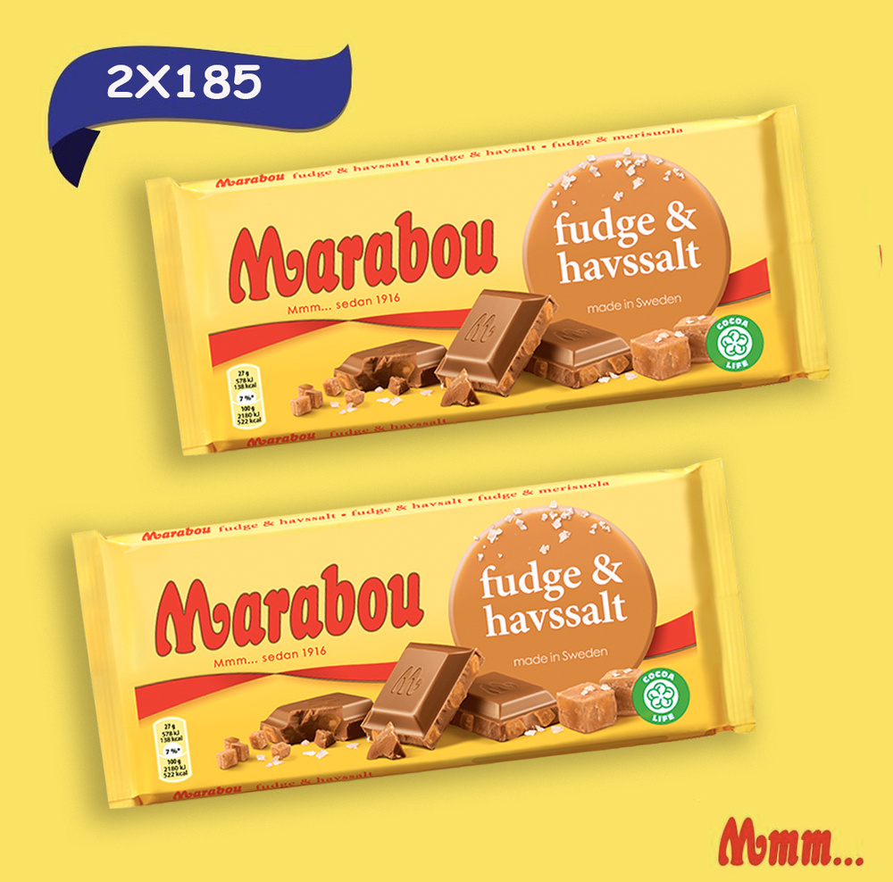 Шведский плиточный молочный шоколад Марабу c мягкой карамелью и солью ...