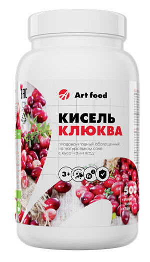 Арт Лайф Кисель Клюква с ягодами, 11 витаминов + микроэлементы + железо + йод, 500 г Артлайф Art Life #1