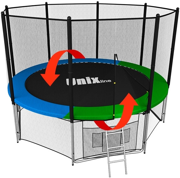 Батут каркасный UNIX line Classic (outside) 14 ft (диаметр 4,27 м) синий/зеленый, с внешней защитной #1