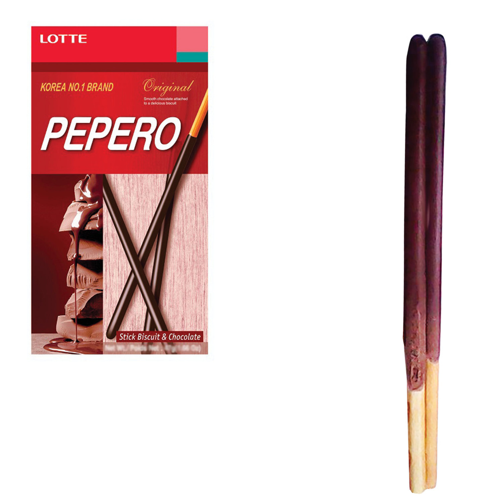Печенье-соломка LOTTE "Pepero Original", в шоколадной глазури, в картонной упаковке, 47 г, Корея, 000000019 #1
