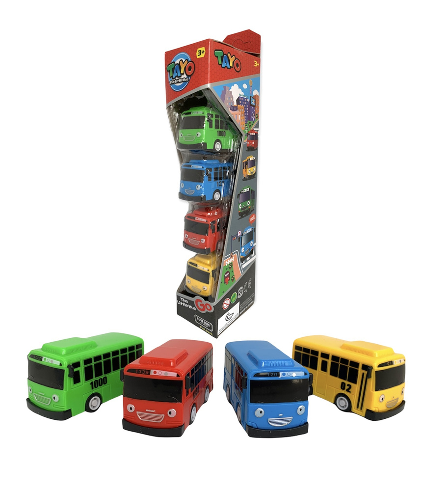 Тайо маленький автобус - набор инерционных машинок по 6,5 см  #1