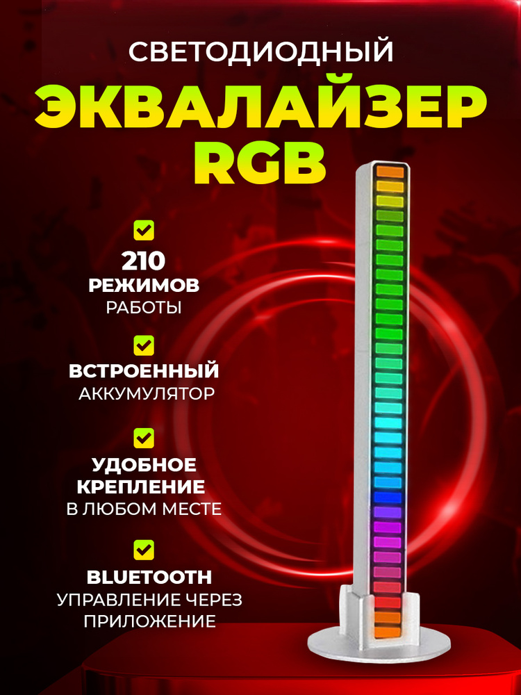 Светодиодный эквалайзер для вечеринок 1,2 м — чувствительная к звуку с цветами RGB