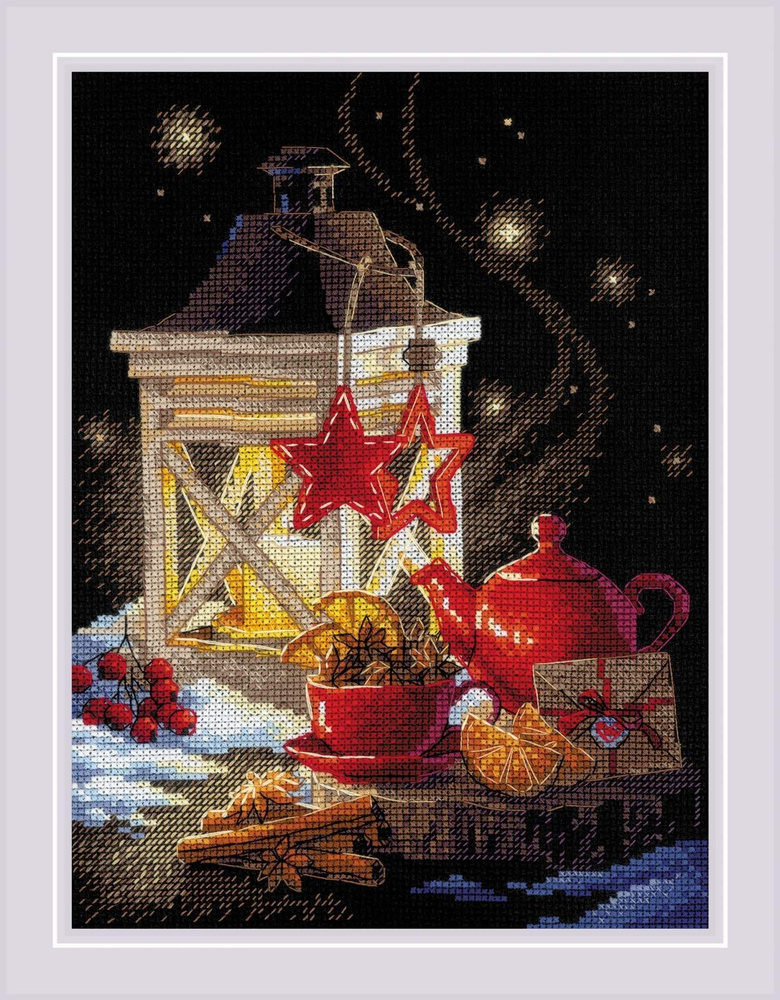 Набор для вышивки Риолис (Сотвори Сама) "1977 "Зимний чай" / Счетный крест, Полукрест, стежок / Зимняя #1